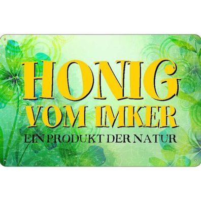 vianmo Blechschild 20x30 cm gewölbt Dekoration Honig Imker Produkt der Natur