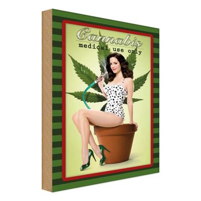 Holzschild 20x30 cm - Pinup Cannabis medical use only