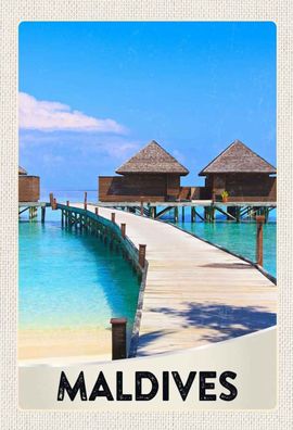 Holzschild 20x30 cm - Malediven Insel Amerika Meer