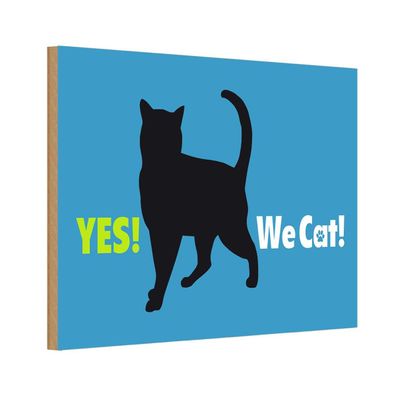 vianmo Holzschild 20x30 cm Tier Yes We cat Katze blau