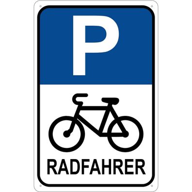 vianmo Blechschild 18x12 cm gewölbt Parkplatzschild Parkplatz Radfahrer