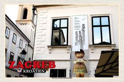 Blechschild 20x30 cm - Zagreb Kroatien Museum Relationships
