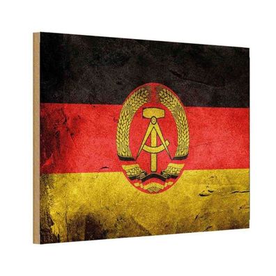 vianmo Holzschild Holzbild 20x30 cm DDRE Fahne Flagge