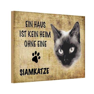 Holzschild 20x30 cm - Siamkatze Katze ohne kein Heim