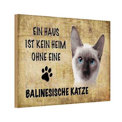 vianmo Holzschild 20x30 cm Tier Balinesische Katze