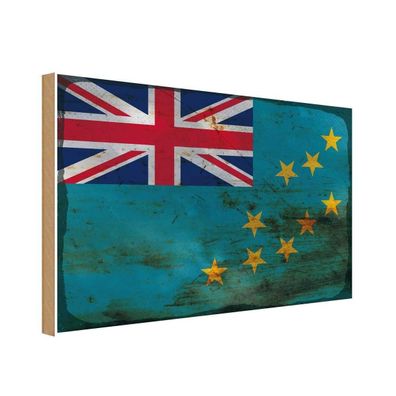 vianmo Holzschild Holzbild 20x30 cm Tuvalu Fahne Flagge