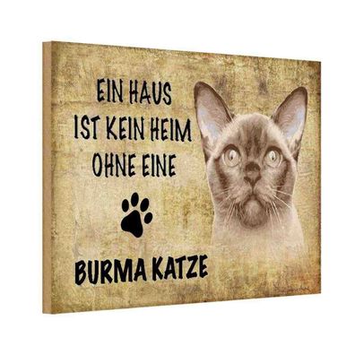 vianmo Holzschild 18x12 cm Tier Burma Katze ohne kein Heim