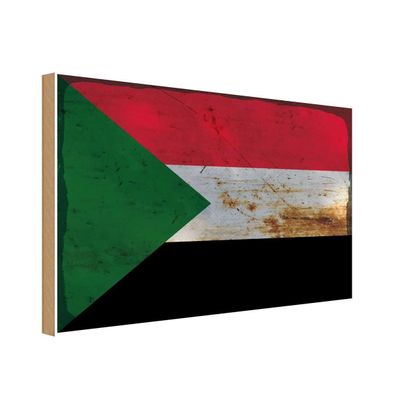 vianmo Holzschild Holzbild 18x12 cm Sudan Fahne Flagge