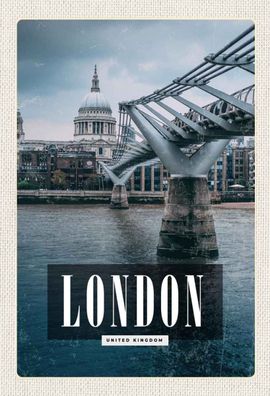 Blechschild 20x30 cm - London UK Jahrtausendbrücke Aussicht