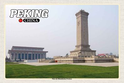 Holzschild 20x30 cm - Peking China Platz Himmlischen Friedens