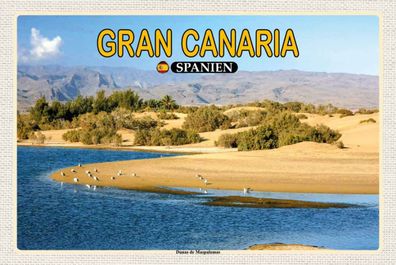 Holzschild 20x30 cm - Gran Canaria Spanien Dunas de Maspalomas