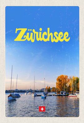 Holzschild 20x30 cm - Zürich See Natur Boote Bootstrip