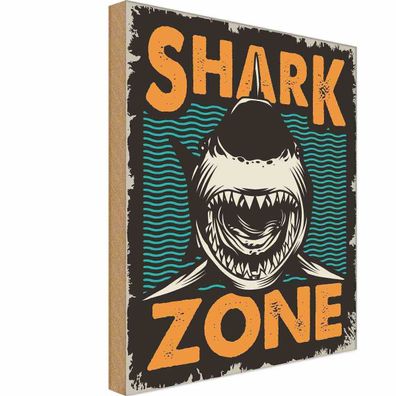 vianmo Holzschild 18x12 cm Hinweis Shark Zone Hai See