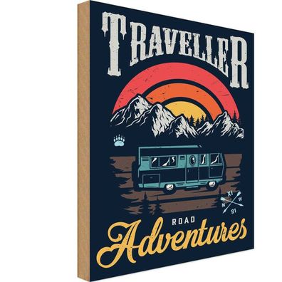 Holzschild 20x30 cm - Camping Traveller Adventure Abenteuer