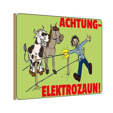 vianmo Holzschild 20x30 cm Warnung Tiere Achtung Elektrozaun