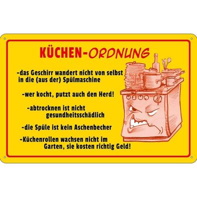 vianmo Blechschild 18x12 cm gewölbt Küche Kochen Küchen Ordnung Geschirr Spüle