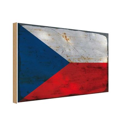 vianmo Holzschild Holzbild 20x30 cm Tschechien Fahne Flagge