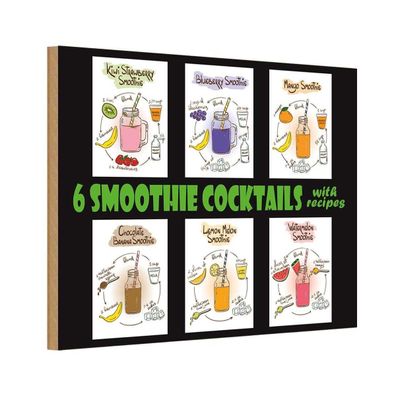 Holzschild 18x12 cm - Alkohol 6 smoothie cocktails recipes