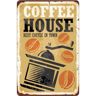 Blechschild 20x30 cm - Vintage Kaffee Coffee best in town