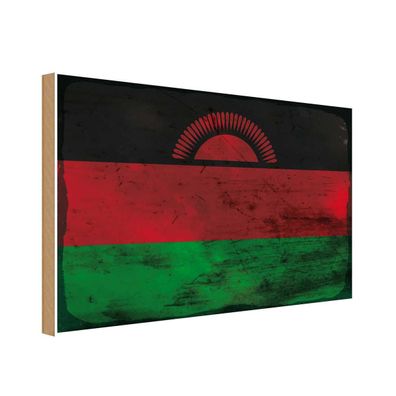 vianmo Holzschild Holzbild 18x12 cm Malawi Fahne Flagge