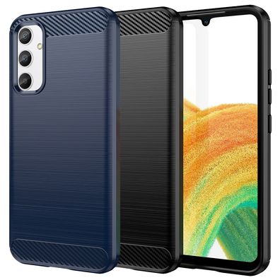 TPU Hülle für Samsung Galaxy A34 Carbon Fiber Skin Brushed Schutzcover Soft Case
