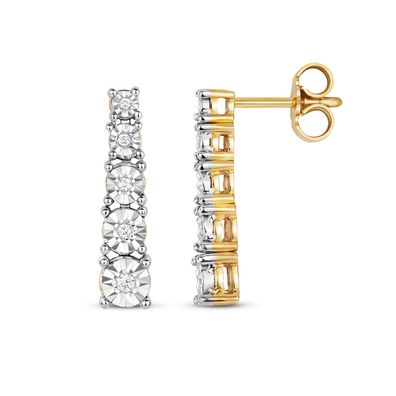 9 Karat (375) Gold Diamant Paar Ohrringe Brillant-Schliff 0.11 Karat H - I1 I2