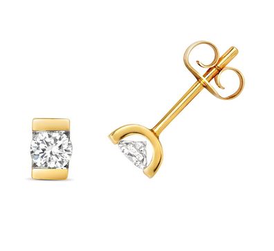 9 Karat (375) Gold Diamant Paar Ohrstecker Brillant-Schliff 0.33 Karat G - I1 I2