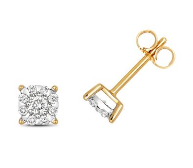 9 Karat (375) Gold Diamant Paar Ohrstecker Brillant-Schliff 0.36 Karat G - I1 I2
