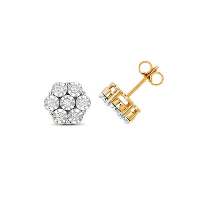 9 Karat (375) Gold Diamant Paar Ohrstecker Brillant-Schliff 0.40 Karat H - I1 I2