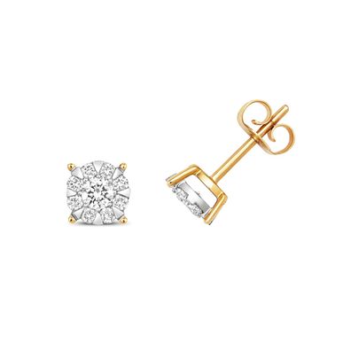 9 Karat (375) Gold Diamant Paar Ohrstecker Brillant-Schliff 0.50 Karat G - I1 I2