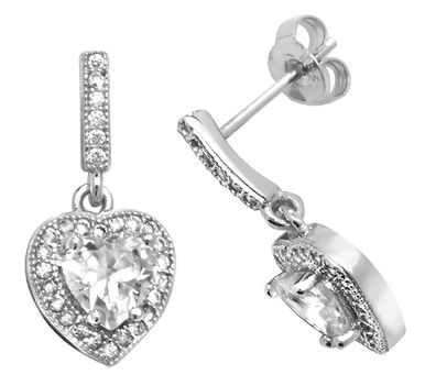 Süße 925 Sterling Silber Damen - Paar Ohrringe mit Zirkonia