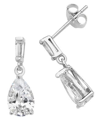 Elegante 925 Sterling Silber Damen - Paar Ohrringe mit Zirkonia