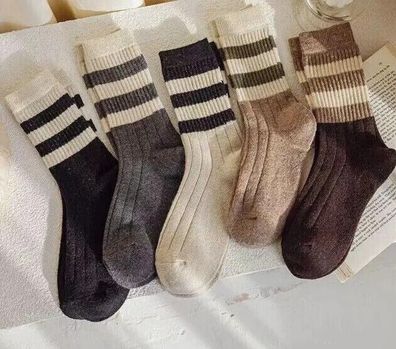 5 Paar Frauen Socken und Herren Socken Baumwolle Unisex Winter Herbst Gr. 38-41