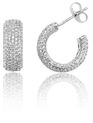 925 Sterling Silber Damen - Paar Ohrringe mit Zirkonia - 6 Gramm