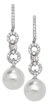 925 Sterling Silber Paar Ohrringe mit Zirkonia, , Süßwasser-Zuchtperle - 8 Gramm