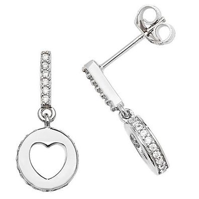 925 Sterling Silber Herz Damen - Paar Ohrringe mit Zirkonia
