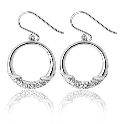 Moderne 925 Sterling Silber Damen - Paar Ohrringe mit Zirkonia
