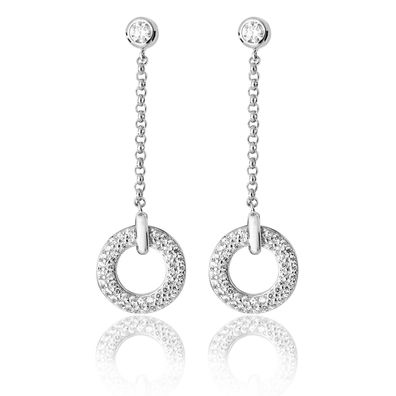Atemberaubende 925 Sterling Silber Damen - Paar Ohrringe mit Zirkonia
