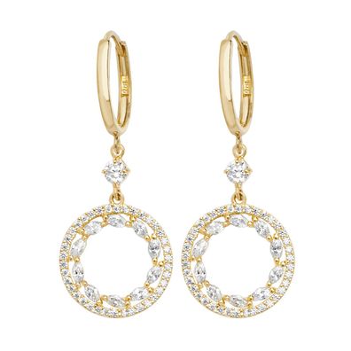 Stylische 9 ct/ Karat Gelb Gold Damen - Paar Ohrringe mit Zirkonia