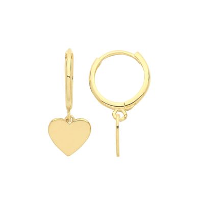 Schöne 9 ct/ Karat Gelb Gold Herz Damen - Paar Ohrringe
