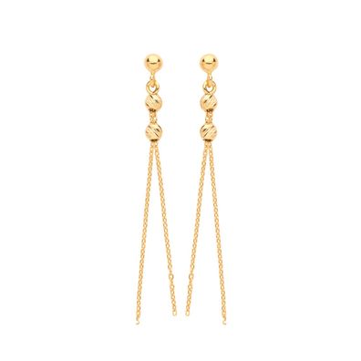 Elegante 9 ct/ Karat Gelb Gold Damen - Paar Ohrringe