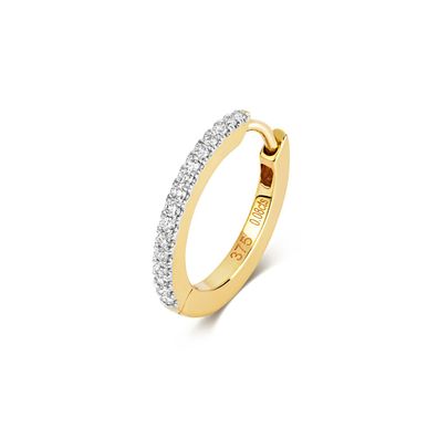Wunderschöne 9 ct/ Karat Gelb Gold Damen - Diamant Einzel Knorpel Creole