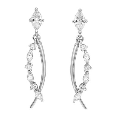 Exquisite 925 Sterling Silber Damen - Paar Ohrringe mit Zirkonia