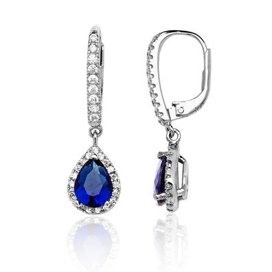 Wunderschöne 925 Sterling Silber Damen - Paar Ohrringe mit Zirkonia
