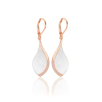 Elegante 925 Sterling Silber Damen - Paar Ohrringe mit Perlmutt, Zirkonia