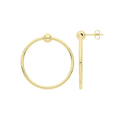 Stylische 9 ct/ Karat Gelb Gold Damen - Paar Ohrringe