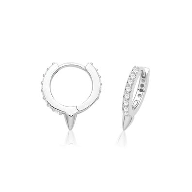 Modische 925 Sterling Silber Damen - Spike Ohrringe mit Zirkonia