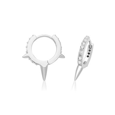 Modische 925 Sterling Silber Damen - Spike Ohrringe mit Zirkonia