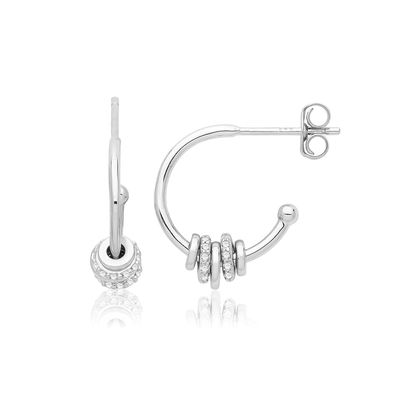 Elegante 925 Sterling Silber Damen - Paar Ohrringe mit Zirkonia