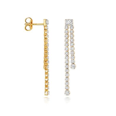 9 Karat (375) Gold Damen - Diamant Paar Ohrringe Brillant-Schliff 0.27 Karat HI - I1